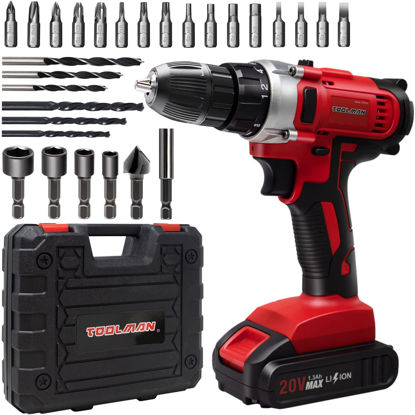 Picture of Toolman Led Lithium-ion Cordless Power Drill driver Kit 20V with Drill Set 30 pcs for Heavy Duty ZTP009